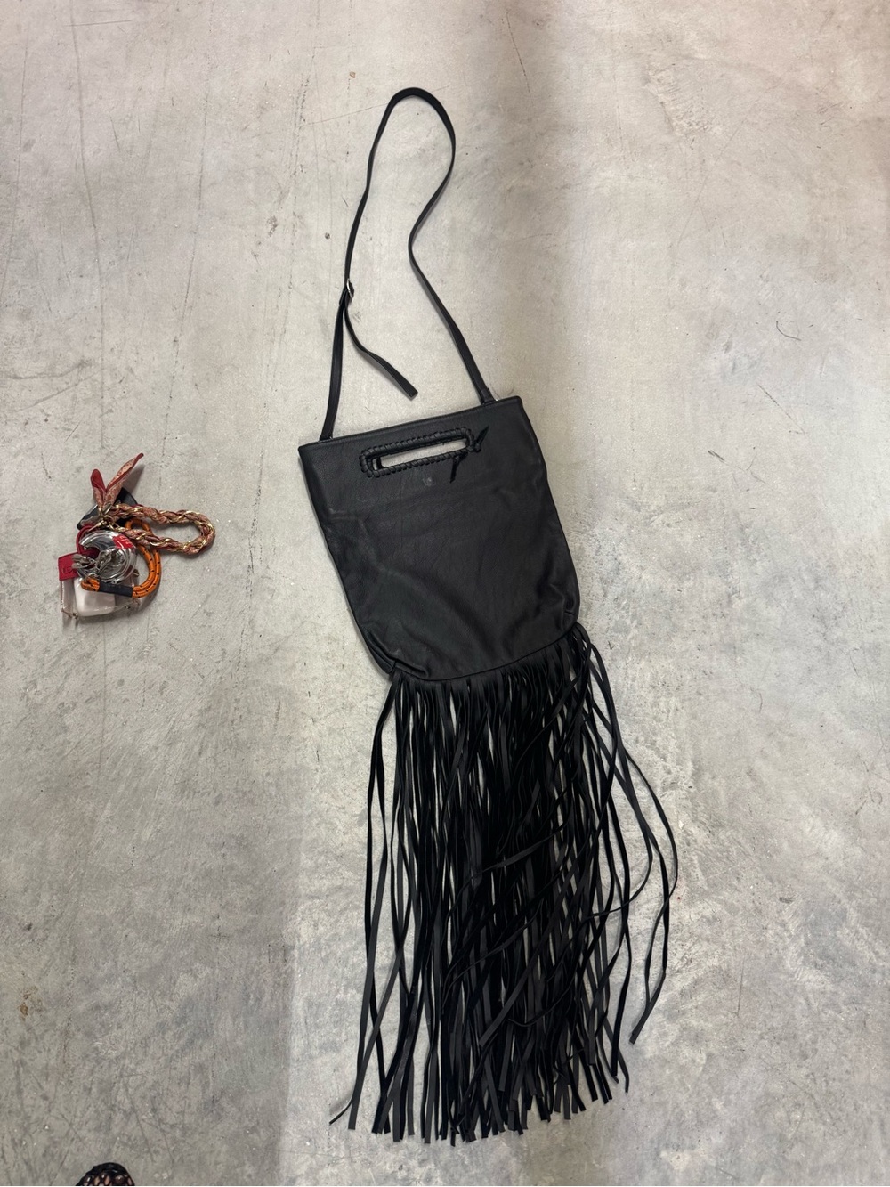 Black Fringe Crossbody Bag by